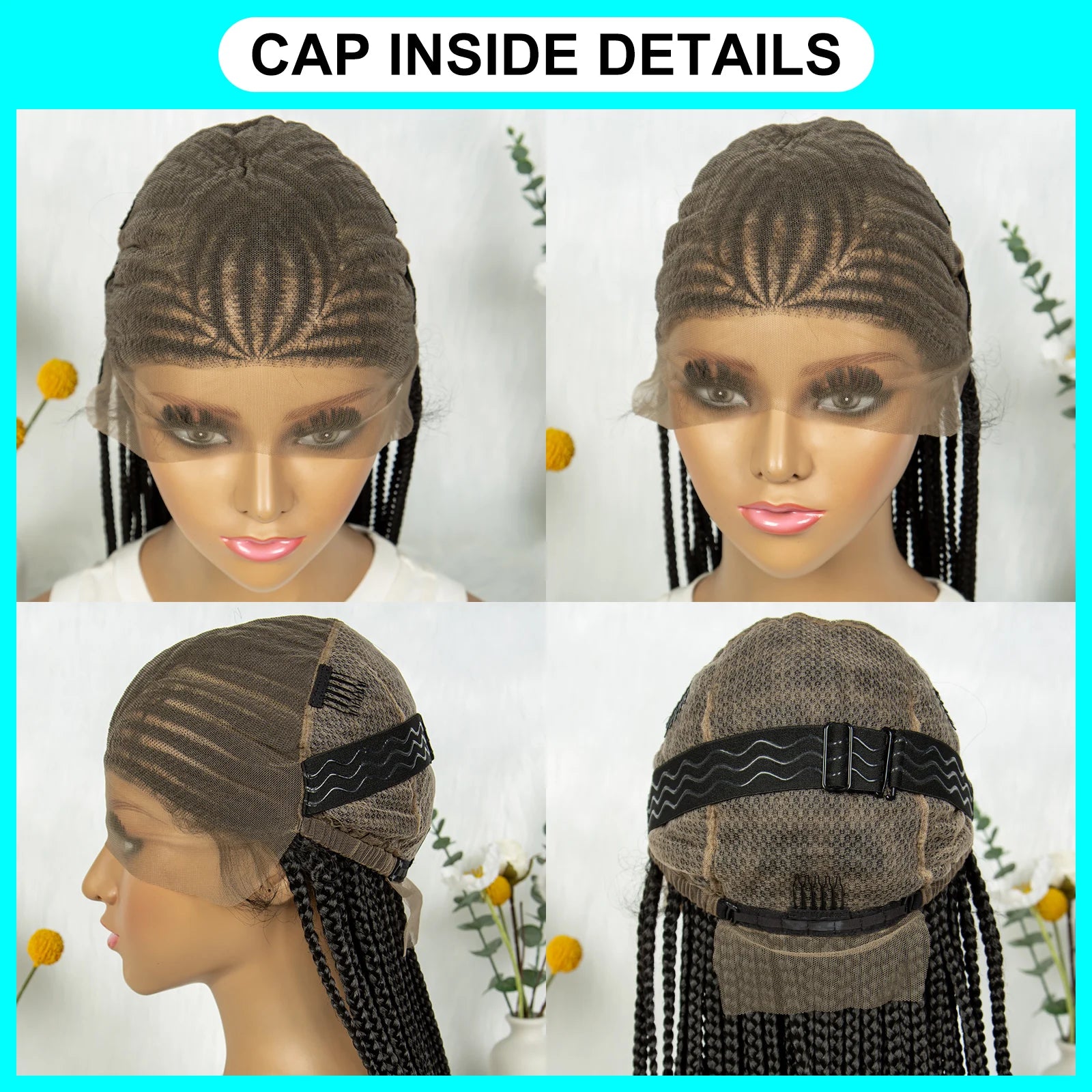 Box Braids Wig 36Inch Cornrow Braided Wigs Synthetic Full Lace  Braided Wig for Black Women Blended Lace Front Braiding Hair Wig