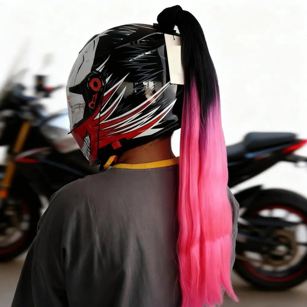 Helmet Braided Helmet Decorative Ponytail Cool Helmet Dirty Braid Motorcycle Motorcycle Electric Car Gradient Braid