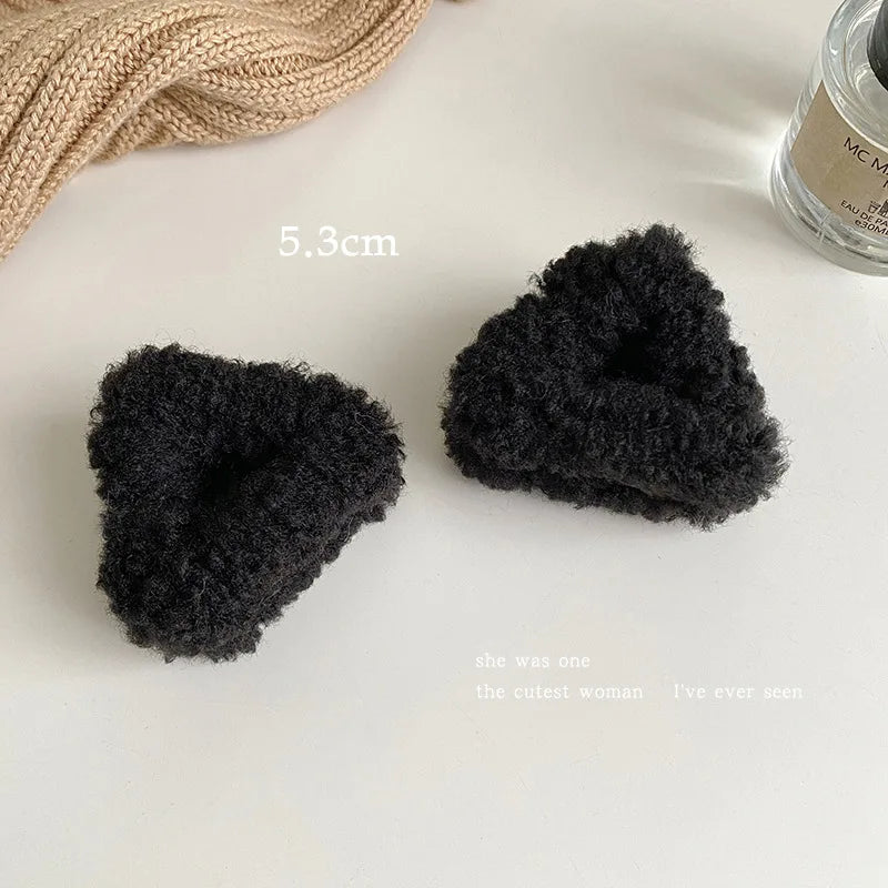 2Pcs Plush Cat Ears Shape Hair Clips Women Sweet Cute Beige Duck Beak Clip Hairpin Fashion Girls Headwear Hair Accessories