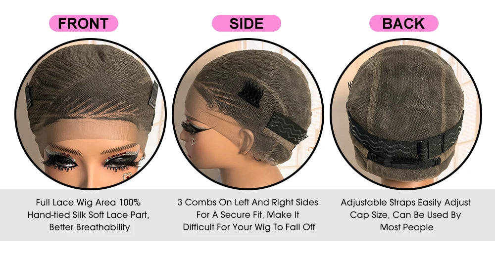Short Full Lace Braiding Wig Synthetic Cornrow Knotless Box Braided Wigs Natural African Bantu Braids Wig for Black Women
