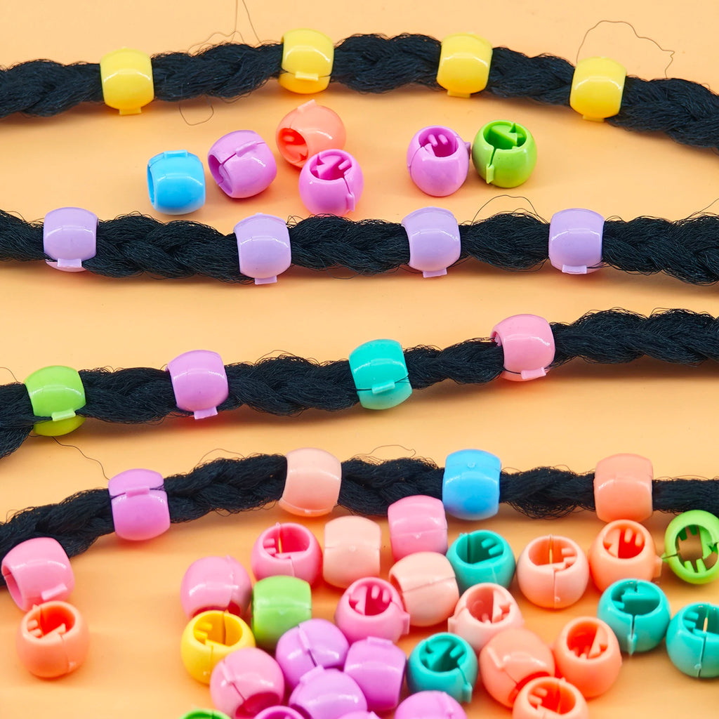 60pcs Hair Braids Beads Headwear Cute Candy Colors Plastic summer  Hair Claw Clips  Hair Accessories Loc Hair Jewelry for Braids