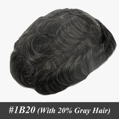 Q6 Men's Wig Human Male Hair Prosthesis Lace & Knotted PU Wigs for Men ,Wigs for Men 100% Soft Human Hair Prosthesis for Men