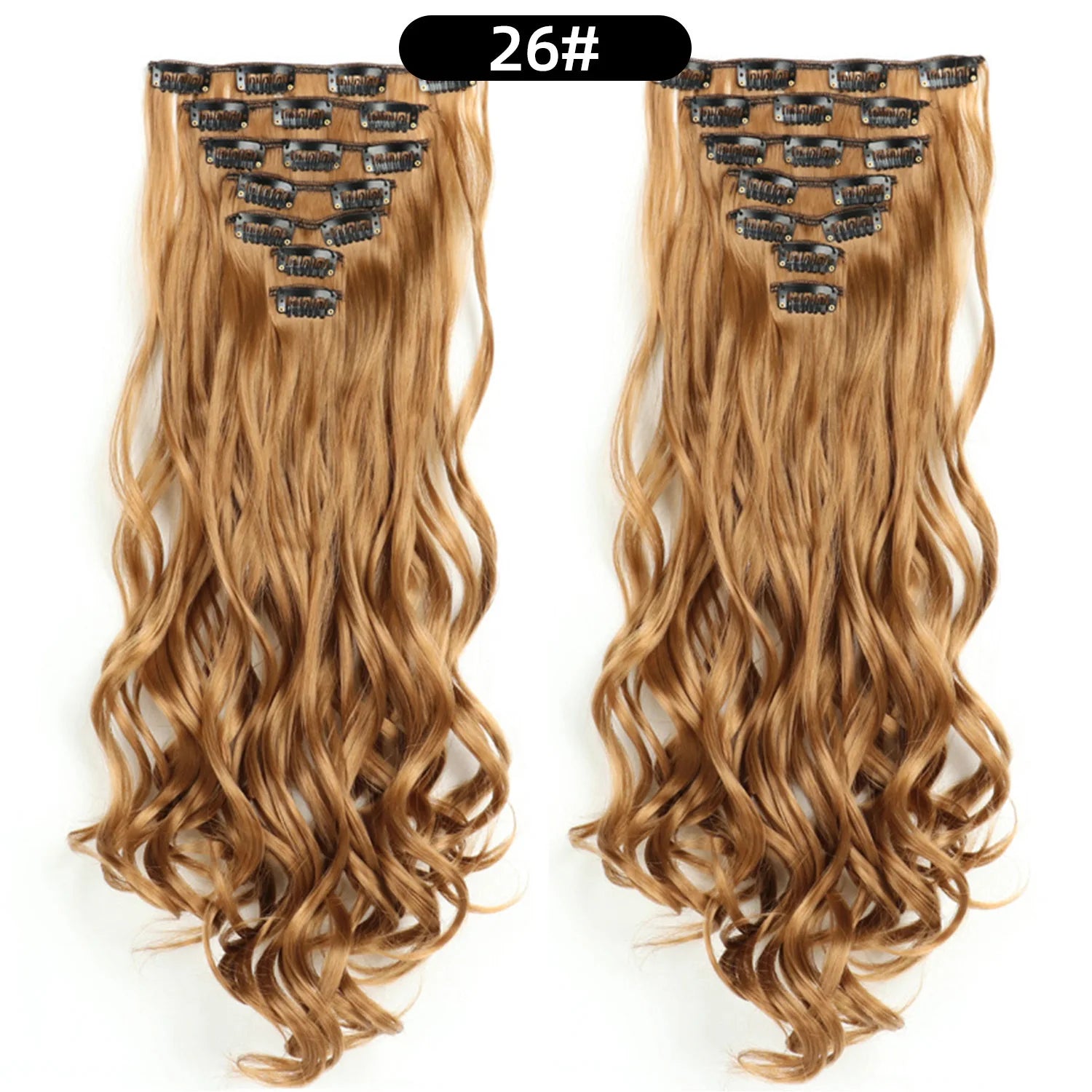 Clip In Hair Extensions 7 PCS Full Head 22 Inch Long Curly Wavy  For Women Girls Hair Synthetic Wig Hairpieces