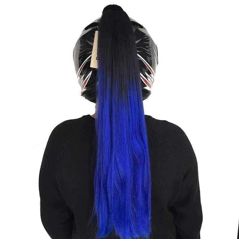 Knight style braided helmet wig - Neutral ponytail accessory for motorcycle, skiing, and bicycle helmets - Role playing