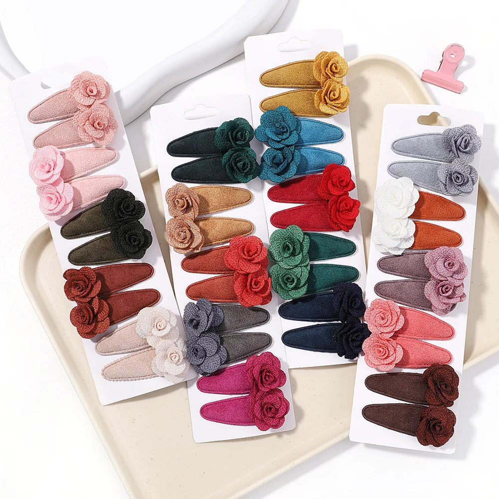 10Pcs/Lot Fresh Print Cotton Alloy Hair Clips for Kids Fabric Plaid BB Hairpins Girl Hairgripe Headwear Baby Hair Accessories