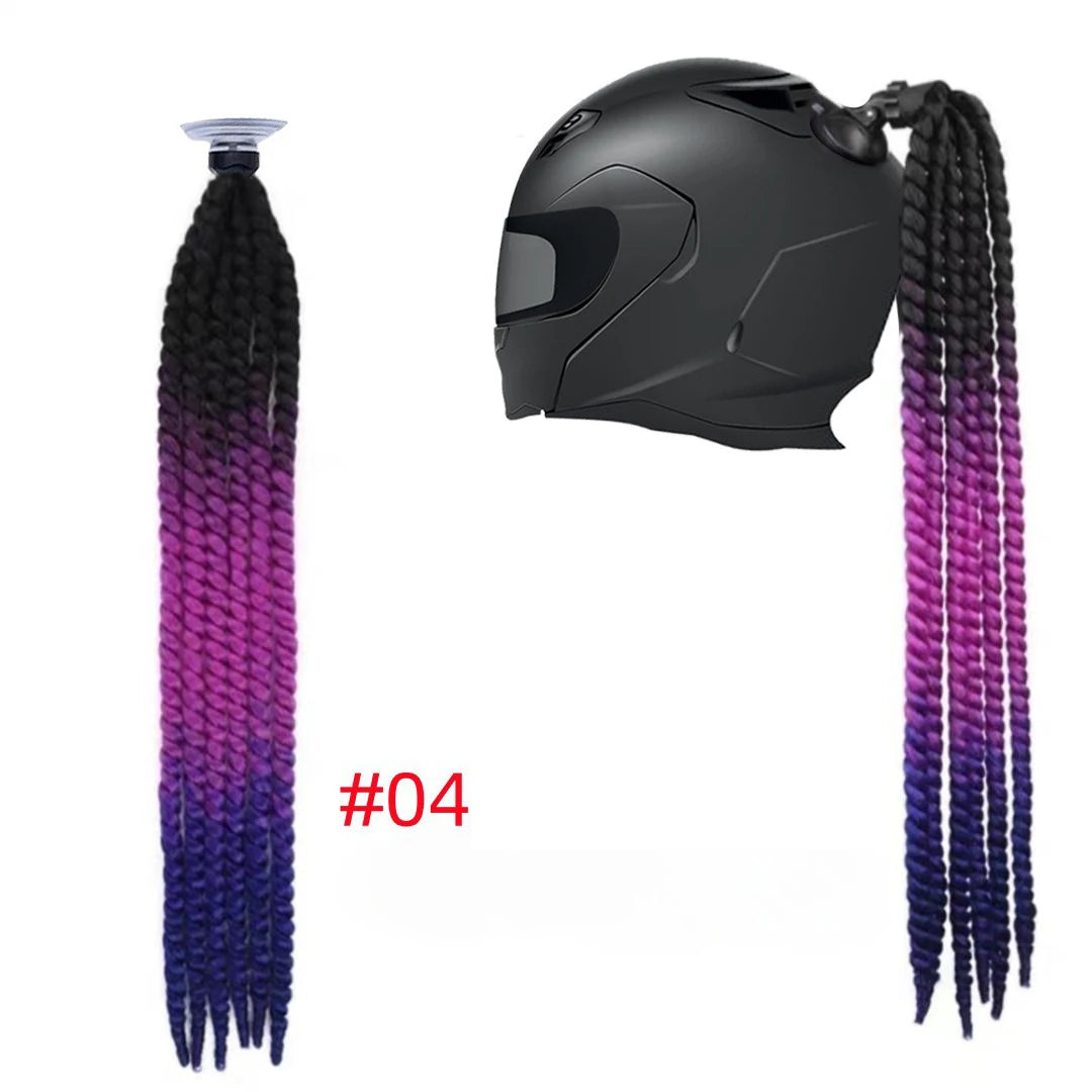 Detachable Sucker Boxing Dreadlocks Ponytail Wig Cycling Helmet Decoration Accessories Weaving Braids Motorcycle Helmet Ponytail