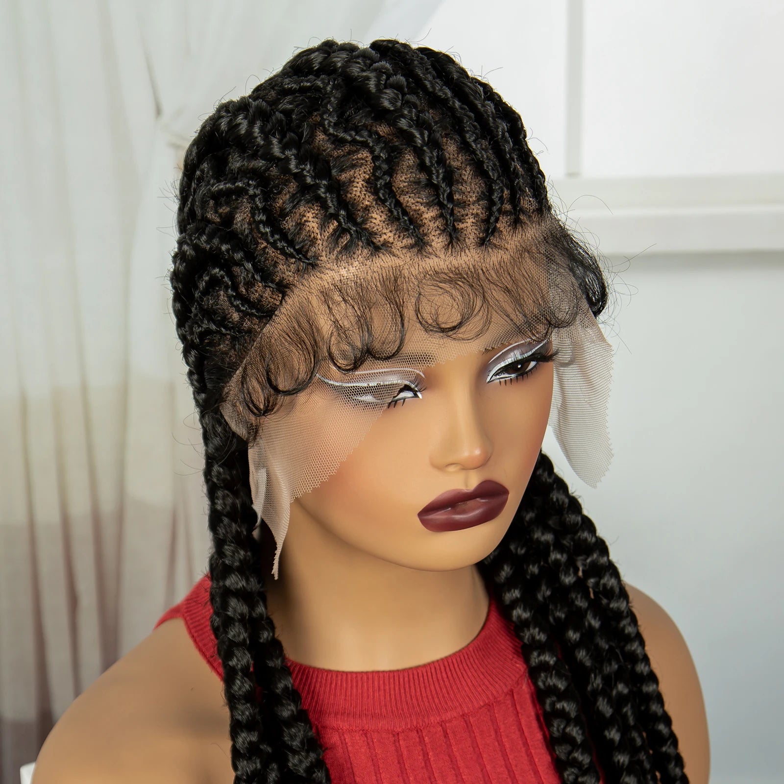 Handmade Cornrow Braided Wigs 36Inch Synthetic Lace Frontal BraidingHair Wigs Knotless Braids Wigs for Black Women