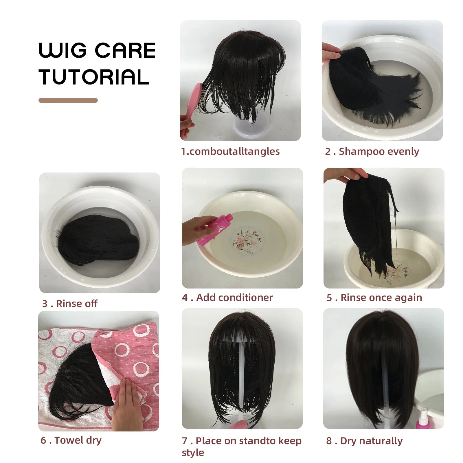 MEISU 10 Inch Short Boy Bangs Wig Brown Black Tea Synthetic Fiber Heat-Resistant Natural And Smoot Cool Boys Wig Selfie Party
