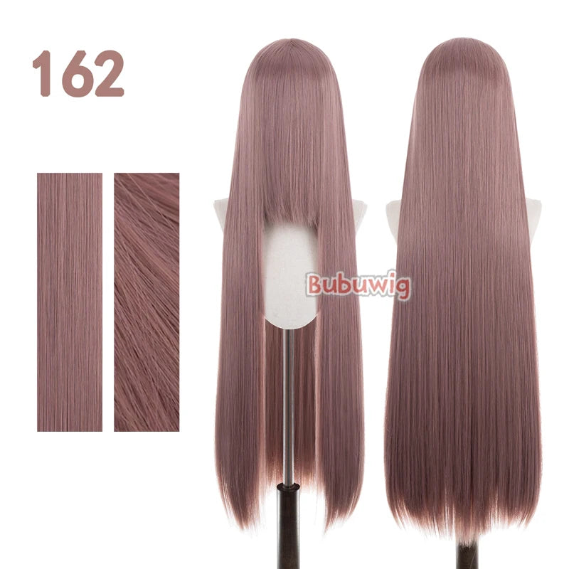 Bubuwig Synthetic Hair 100cm Long Straight Pure Color Cosplay Wigs Over 100 Colors Pink Orange Blonde Green Wig Heat Resistant