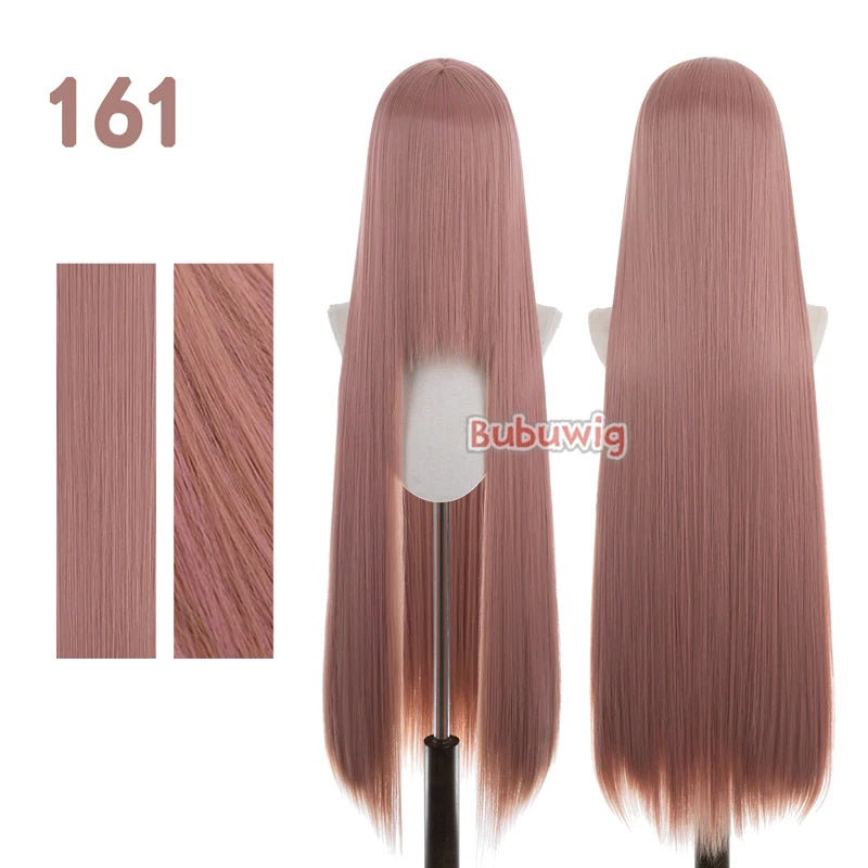 Bubuwig Synthetic Hair 100cm Long Straight Pure Color Cosplay Wigs Over 100 Colors Pink Orange Blonde Green Wig Heat Resistant