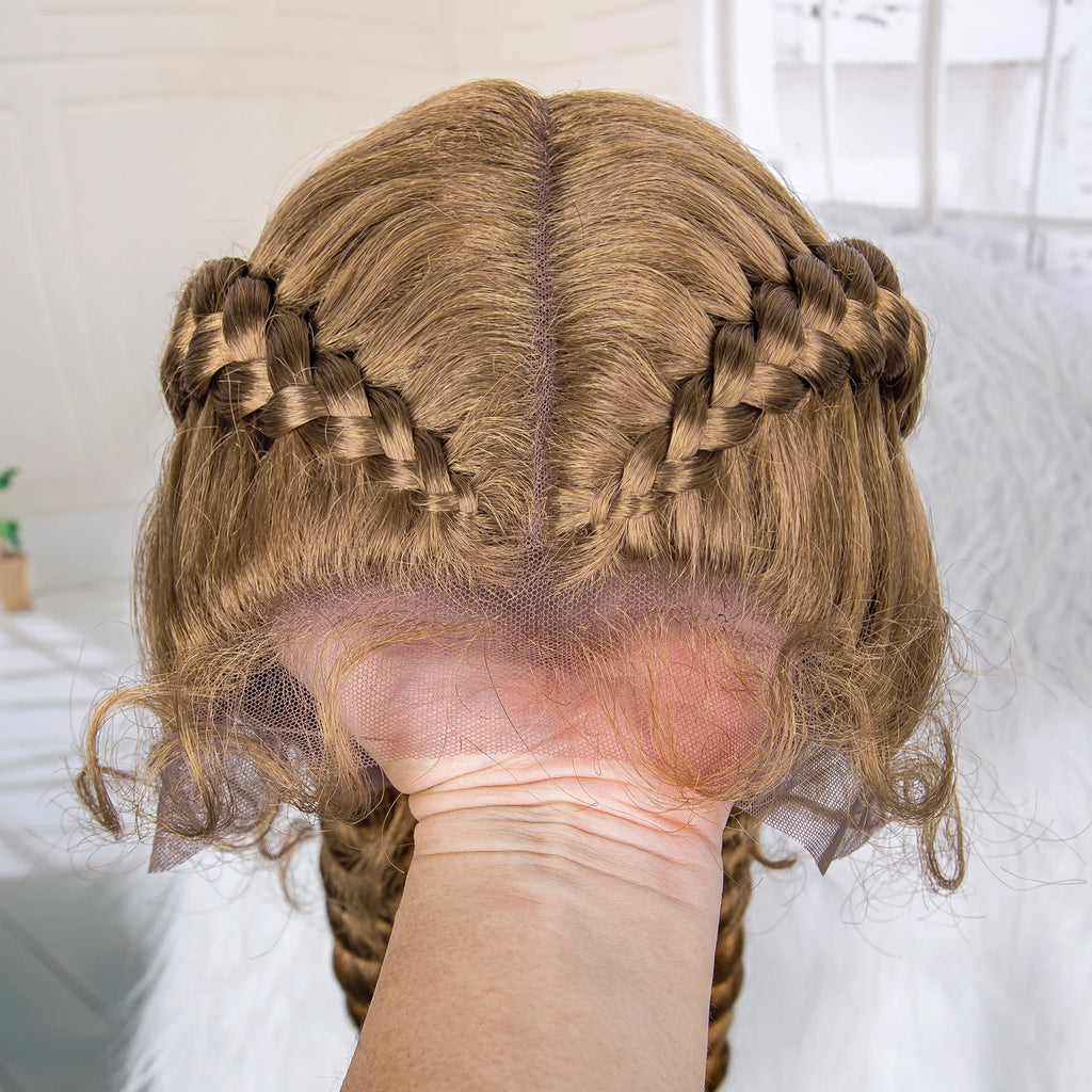 36 Inches Cornrow Braided Wigs Synthetic Lace Front Braids Wigs for Black Women Long Lace Wigs Double Braid Knotless