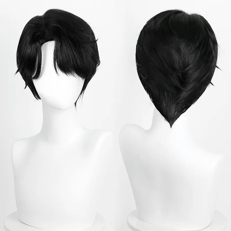 Synthetic Short Black Wig for KP O Squad Boy-Shaga Inspired Jinu Cosplay Anime Costume Hair Party