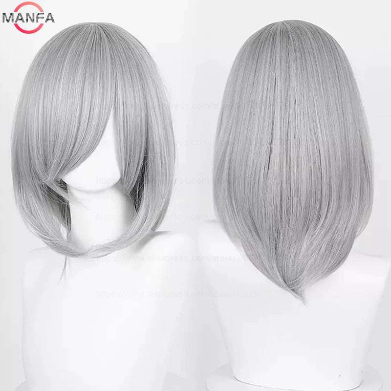 40cm Medium Basic Anime Cosplay Wig Bang Blond  Black White Red Pink Green Brown Gold Blue Heat Resistant Synthetic Hair Wigs