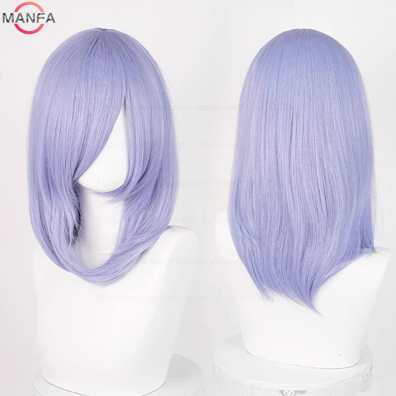 40cm Medium Basic Anime Cosplay Wig Bang Blond  Black White Red Pink Green Brown Gold Blue Heat Resistant Synthetic Hair Wigs
