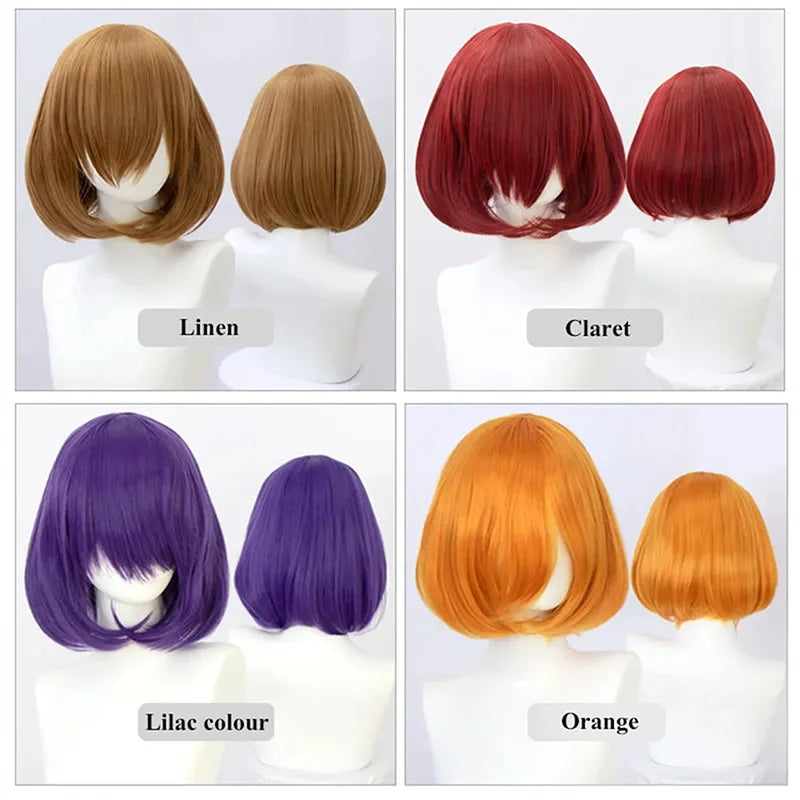 Snoya 35cm Synthetic short bob straight hair with trimmable bangs Lolita pink green blonde red cosplay wigs for women+wig cap