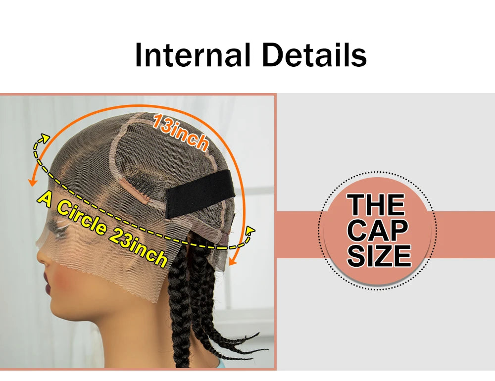 Short Cornrow Braided Wigs Synthetic Full Lace Braids Wig Lace Frontal Braiding Hair Wigs With Baby Hair for Black Women