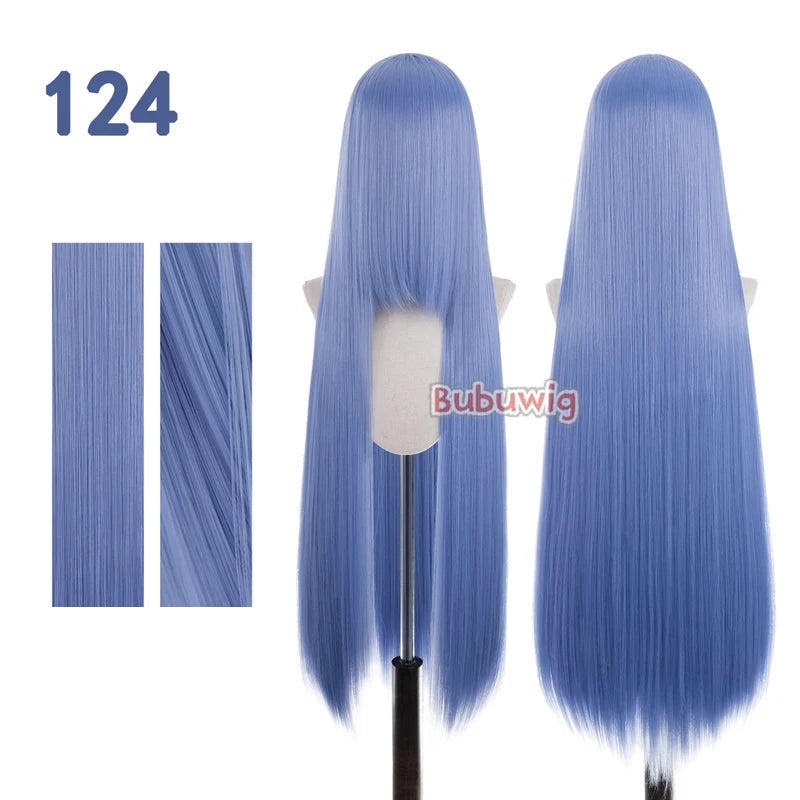 Bubuwig Synthetic Hair 100cm Long Straight Pure Color Cosplay Wigs Over 100 Colors Pink Orange Blonde Green Wig Heat Resistant