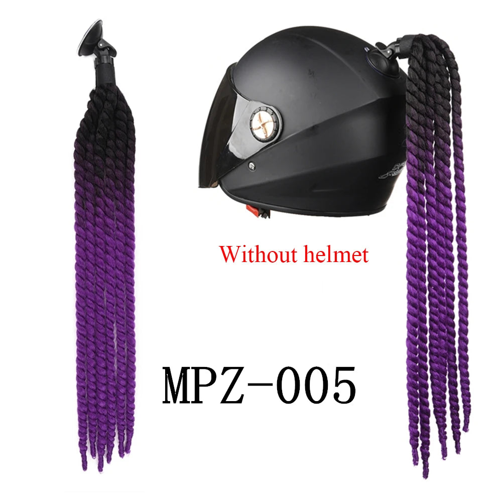 24Inch Synthetic 1pc Ponytail Hair Extensions  Suction Cup Design for Motorcycle Helmets Twist Pigtail  Helmet Not Included