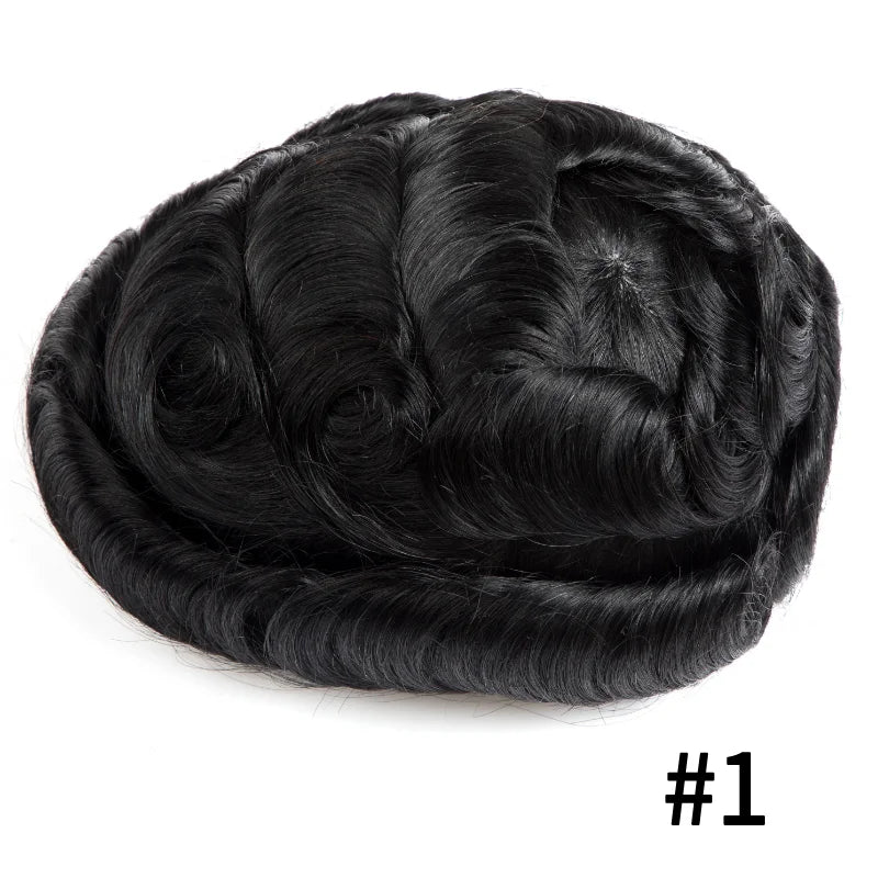 Men Wig Natural Human Hair Toupee Mono Male Wig  Durable Male Hair Prosthesis Toupee Men 6" Hair Replacement System For Men