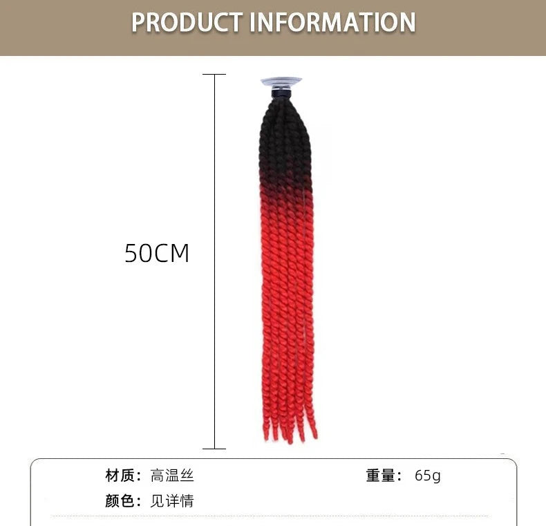 Detachable Sucker Boxing Dreadlocks Ponytail Wig Cycling Helmet Decoration Accessories Weaving Braids Motorcycle Helmet Ponytail