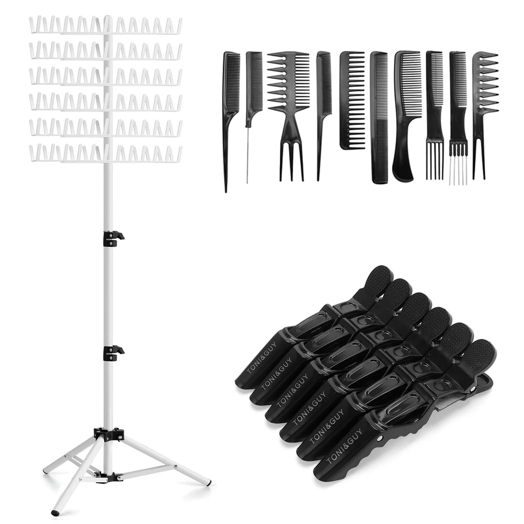 Wig Weaving Rack Set  Adjustable Tripod Base Salon Station Tool for Braiding, Dreadlocks & Hair Extensions Styling Rack
