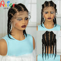 Short Cornrow Braided Wigs Synthetic Full Lace Braids Wig Lace Frontal Braiding Hair Wigs With Baby Hair for Black Women