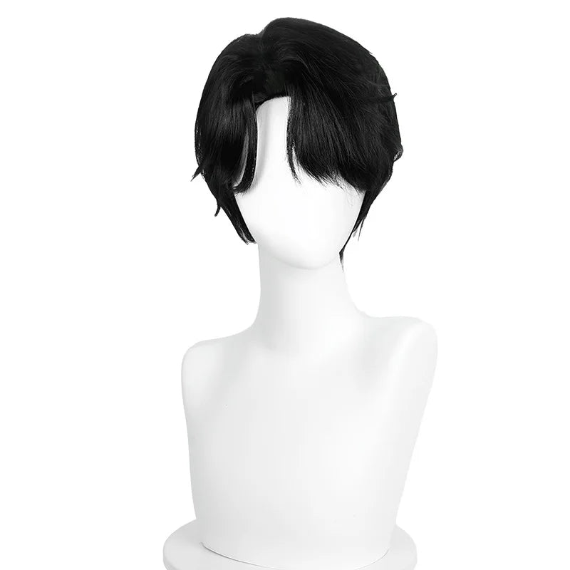 Synthetic Short Black Wig for KP O Squad Boy-Shaga Inspired Jinu Cosplay Anime Costume Hair Party