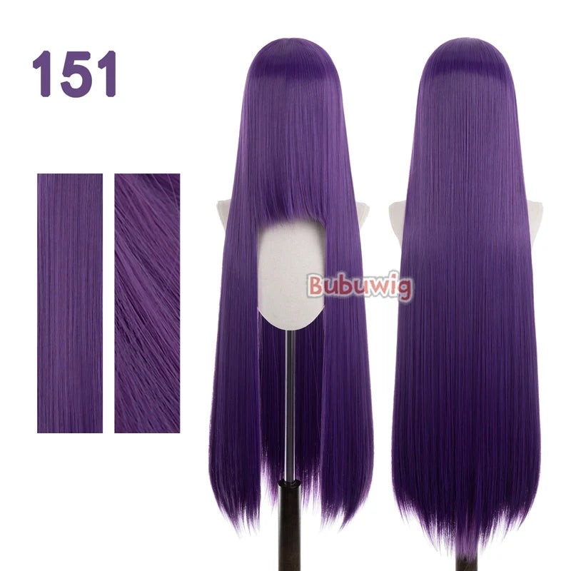 Bubuwig Synthetic Hair 100cm Long Straight Pure Color Cosplay Wigs Over 100 Colors Pink Orange Blonde Green Wig Heat Resistant