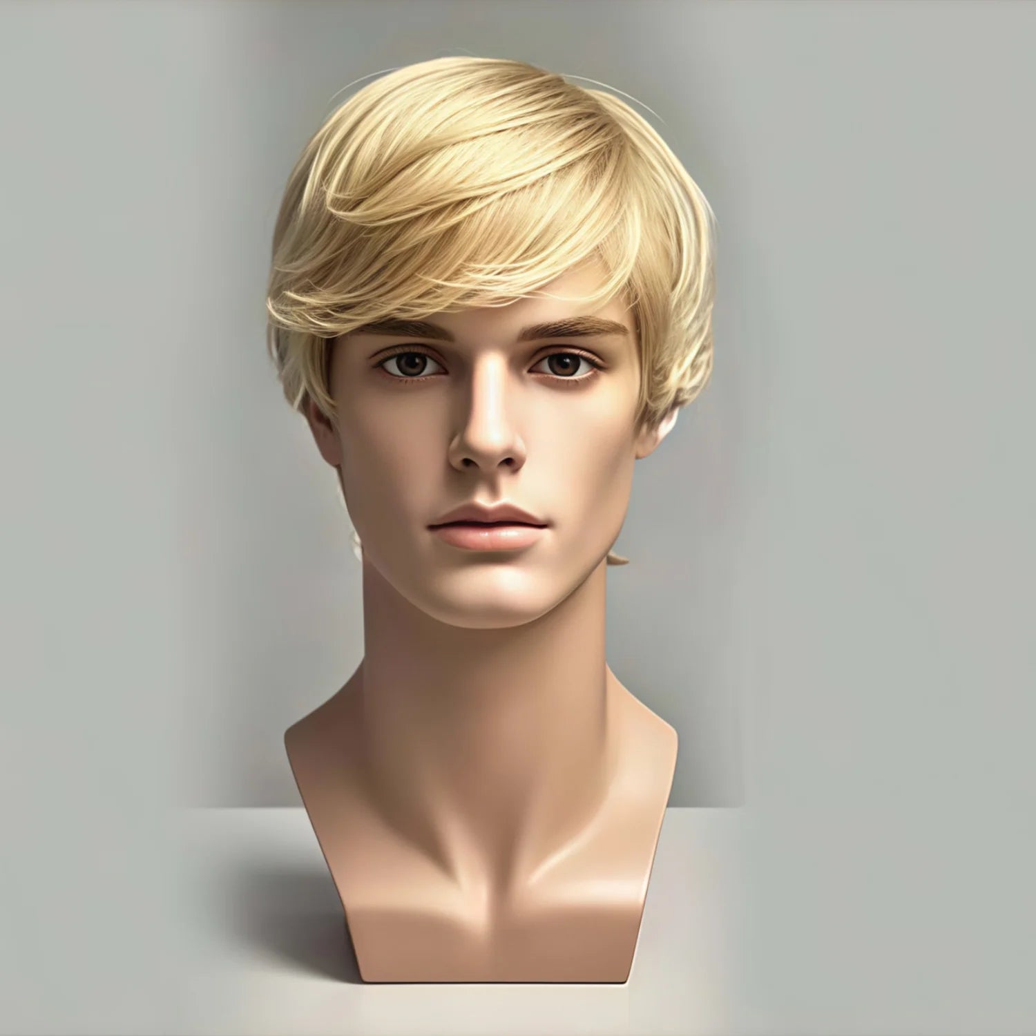 Men's Full Head Golden Synthetic Wigs, Heat Resistant Straight Style, Suitable for Stage Performances and Daily Wear