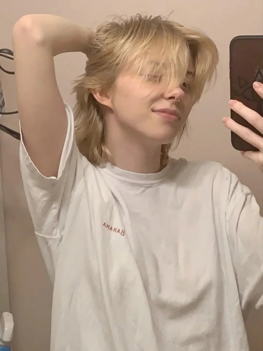 Men's Real Hair Wig 613 Blonde Short Pixie Cut Wig 100% Human Hair With Bangs Short Human Hair Full Machine Wig