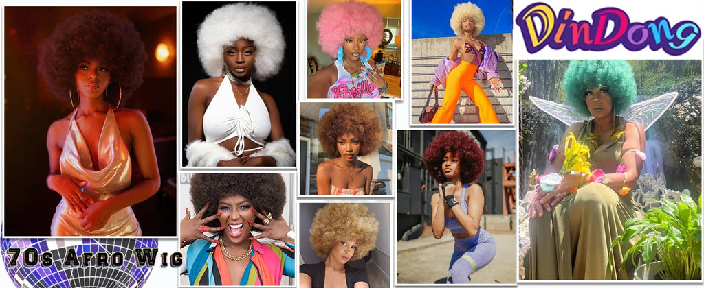 Synthetic Afro Kinky Curly Wig for Women Black 70s Bouncy and Soft Afro Puff Wigs Natural Looking Full Wigs for Party Cosplay