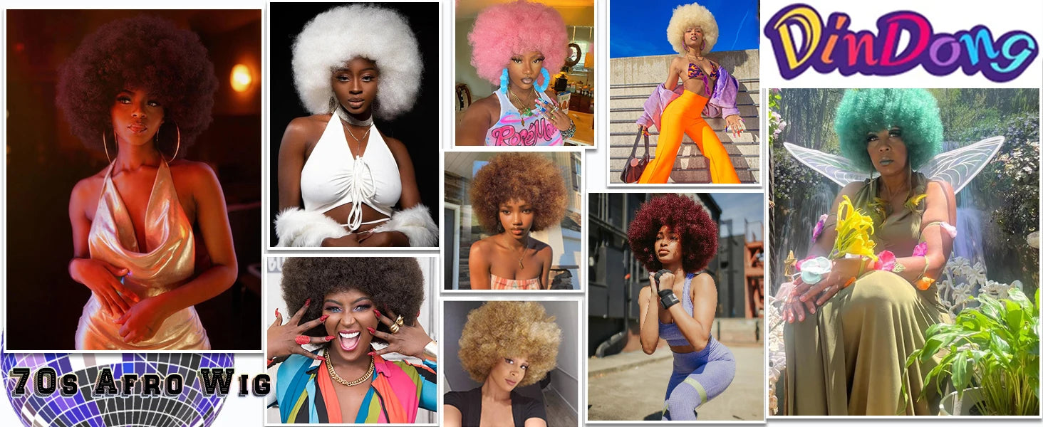 Synthetic Afro Kinky Curly Wig for Women Black 70s Bouncy and Soft Afro Puff Wigs Natural Looking Full Wigs for Party Cosplay