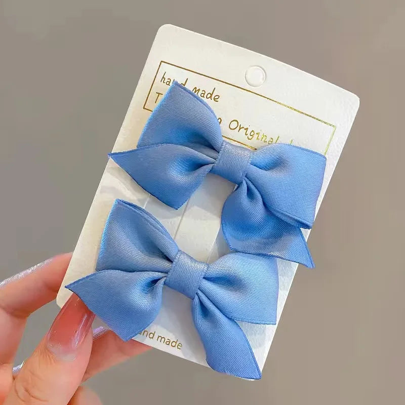 2PCS New Cute Bow Headgear Sweet Little Girl Hair Accessories Summer Girls Net Red Clips Baby Hairpins Children Hair Clips Gifts
