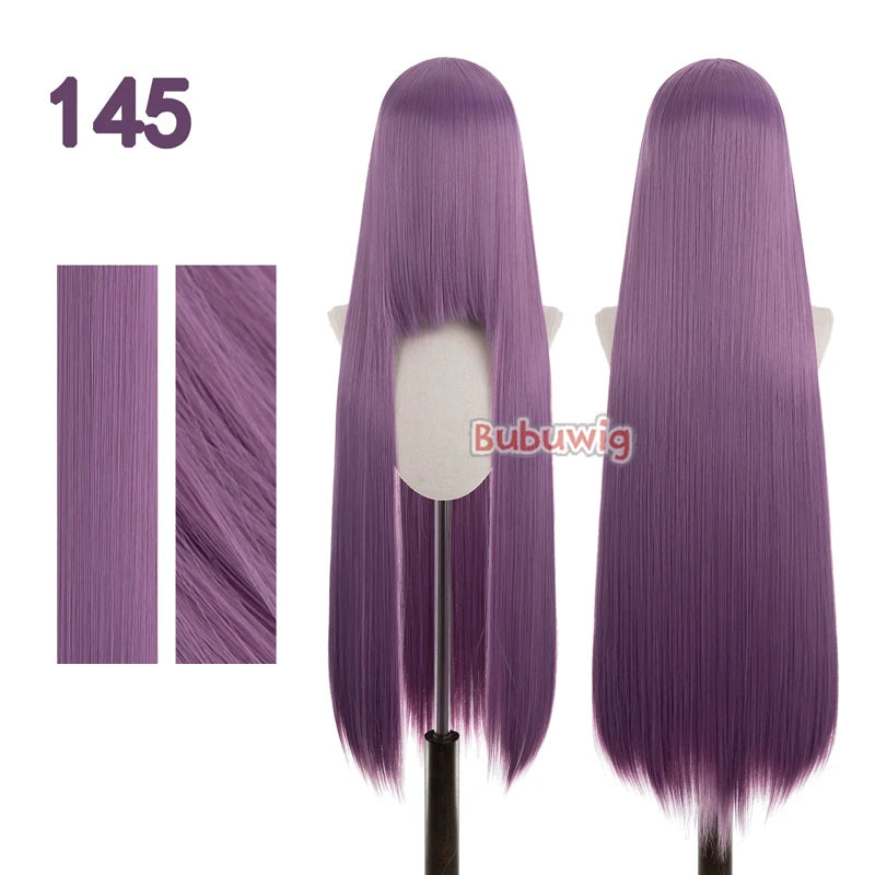Bubuwig Synthetic Hair 100cm Long Straight Pure Color Cosplay Wigs Over 100 Colors Pink Orange Blonde Green Wig Heat Resistant