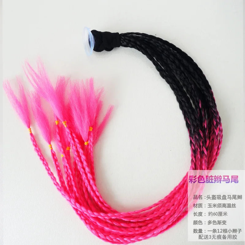 Motorcycle Helmet Braid Pigtails Ponytail With Sucker Motorbike Pigtails Women Men Casco Moto Ponytail Motorcycle Accessories