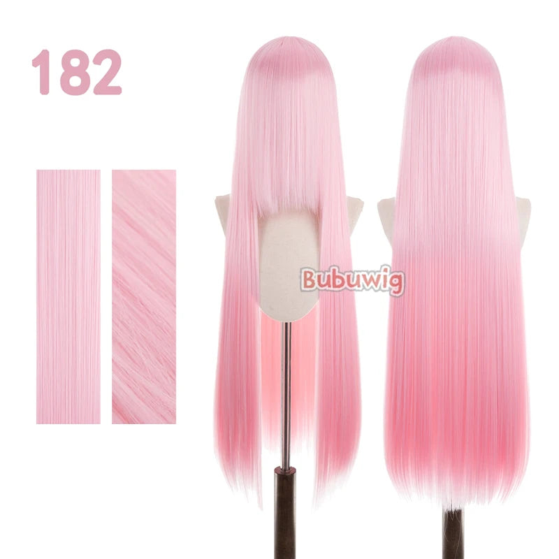 Bubuwig Synthetic Hair 100cm Long Straight Pure Color Cosplay Wigs Over 100 Colors Pink Orange Blonde Green Wig Heat Resistant