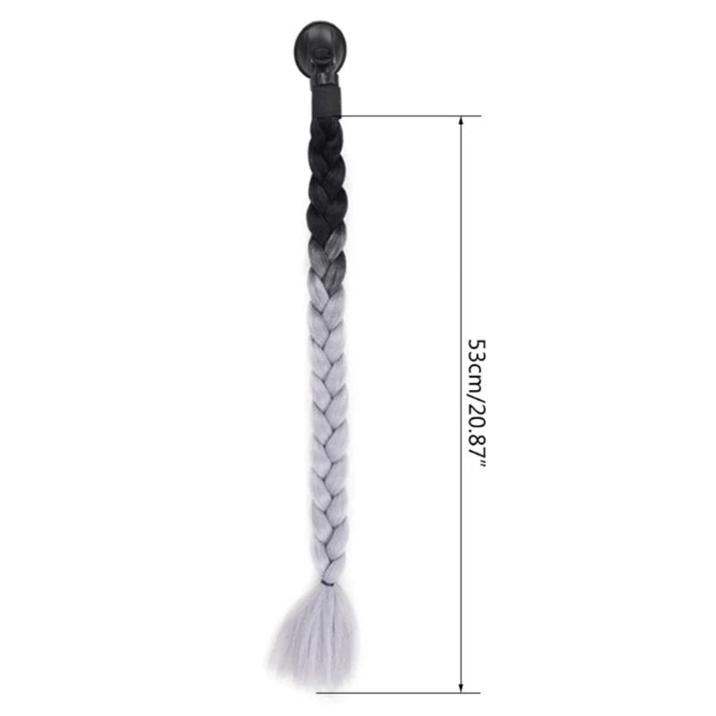 547B Helmet Pigtails Helmet Braids Ponytail Helmet Hair for Women Men Decoration-