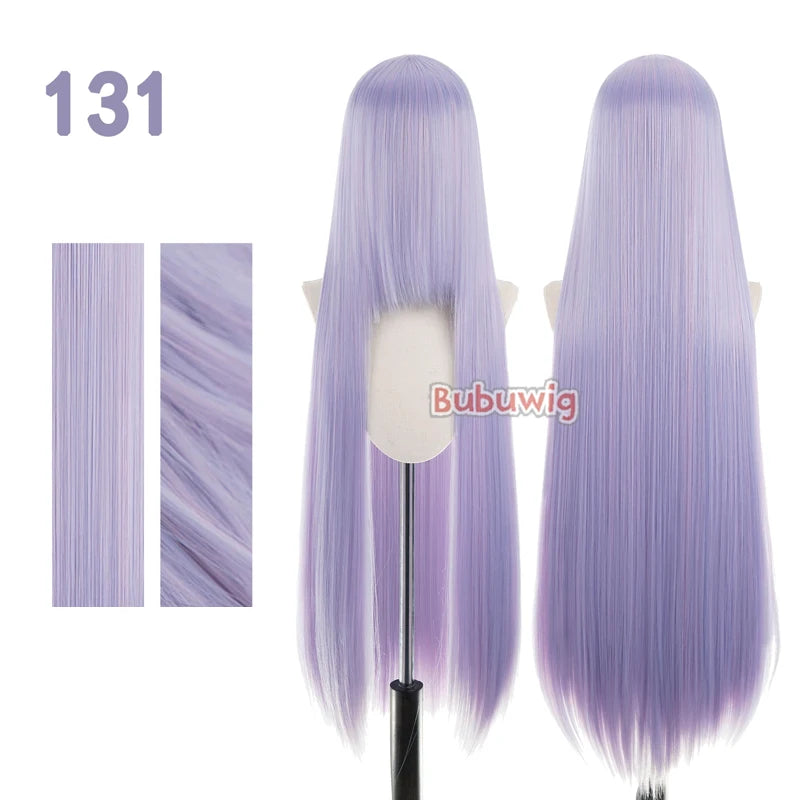 Bubuwig Synthetic Hair 100cm Long Straight Pure Color Cosplay Wigs Over 100 Colors Pink Orange Blonde Green Wig Heat Resistant