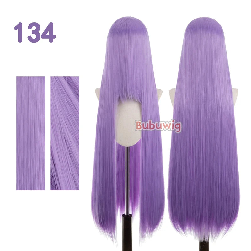Bubuwig Synthetic Hair 100cm Long Straight Pure Color Cosplay Wigs Over 100 Colors Pink Orange Blonde Green Wig Heat Resistant