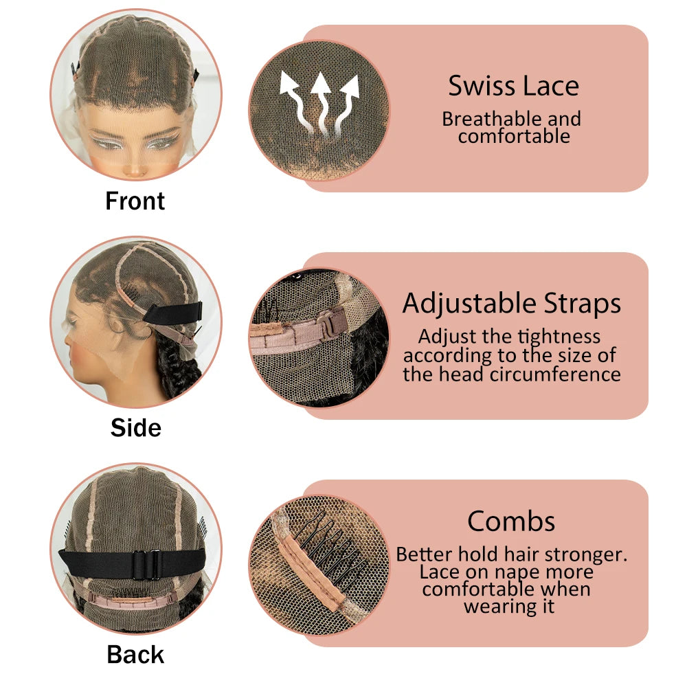 34Inch Cornrow Braided Wigs with Curly ends Synthetic Full Lace Braids Wigs Lace Frontal Braided Lace Wig for Black Women