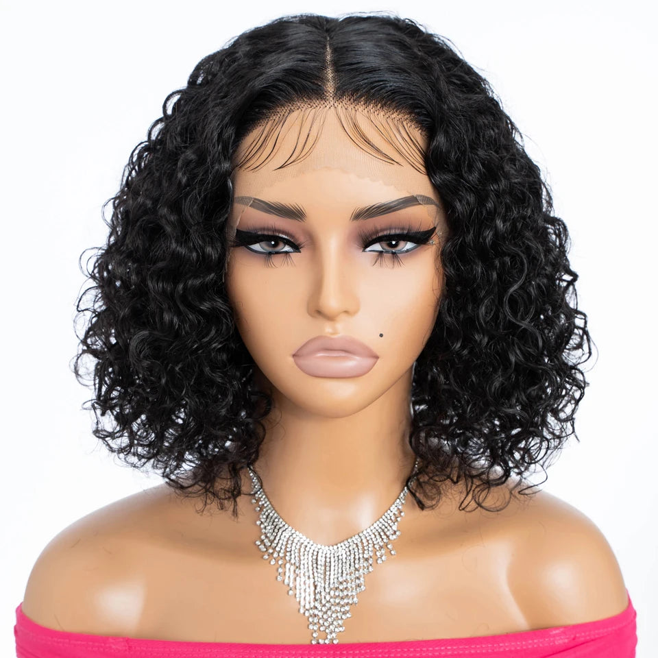 Sleek 100% Real Brazilian Curly Human Hair Wigs For Women Curly Bob Lace Front Wigs 13X6X1 Deep Wave Curly Bob Lace Front Wigs
