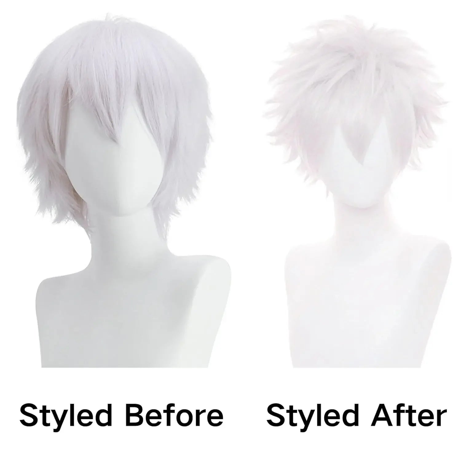 White Short Wig for Boy White Wig Cosplay Wig 4inch Straight Wavy Cosplay Wig for Men Synthetic Wig