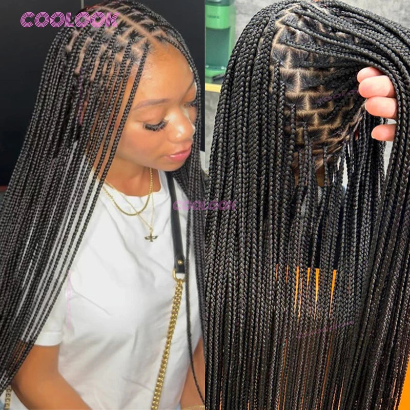 36" Cornrow Braids Lace Wigs Synthetic Full Lace Braided Wigs For Women Knotless Box Braid Wig Braided Wigs