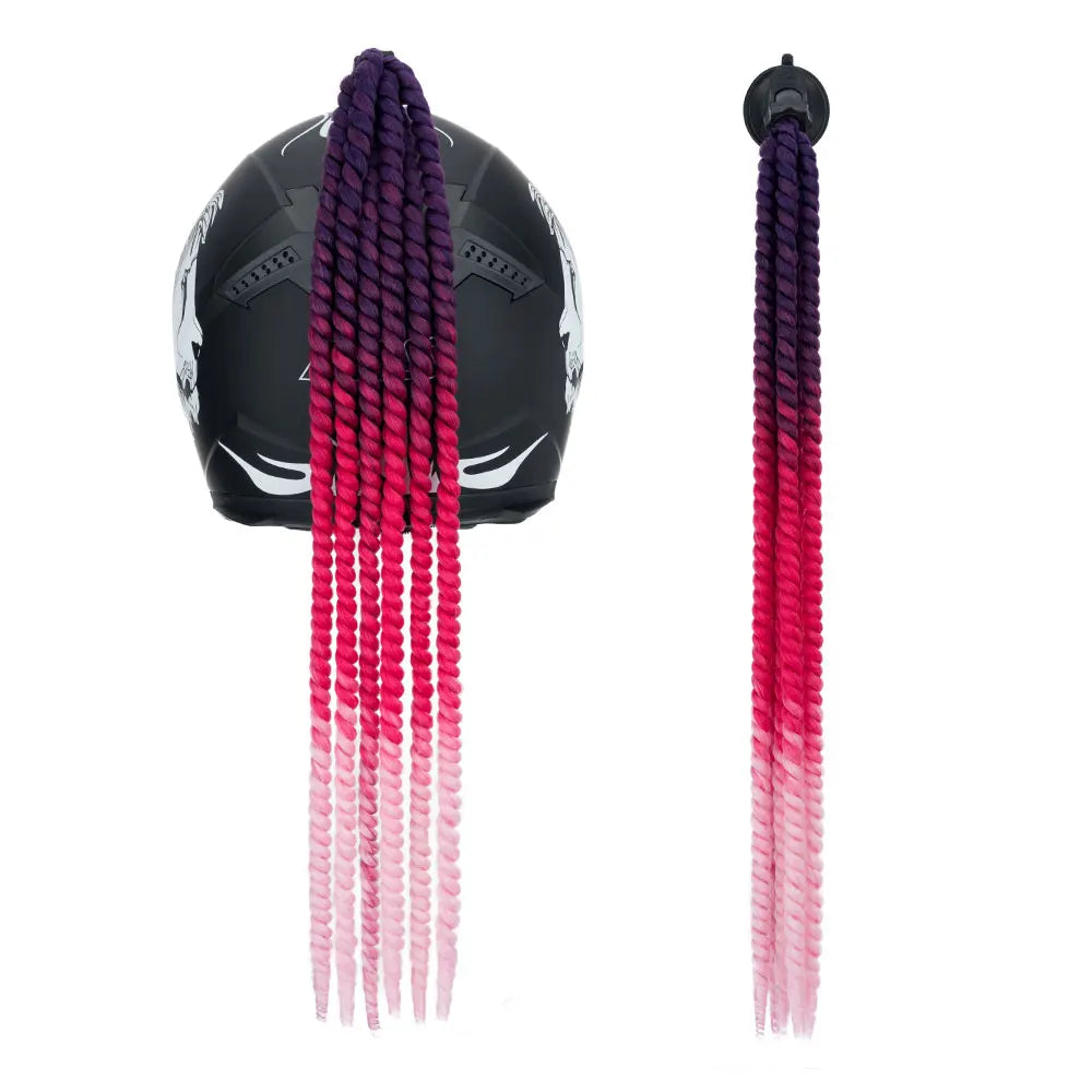 Snoilite 24" Synthetic Ponytail Hair Extensions - Suction Cup Design for Motorcycle Helmets Twist Pigtail - Helmet Not Included
