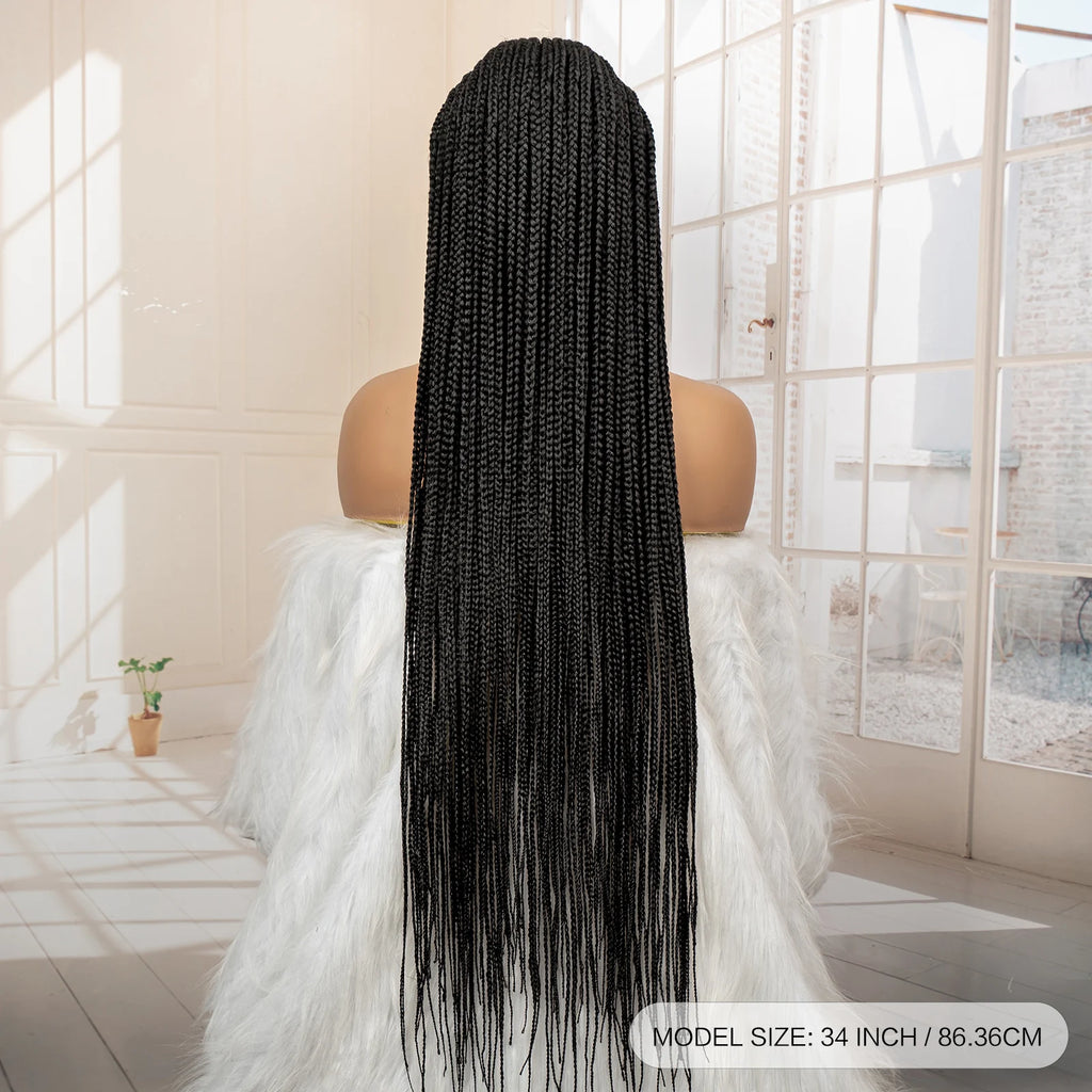 African Braided Hair Wigs Synthetic Full Lace Cornrow Knotless Box Braiding Wigs for Black Women Lace Frontal Crochet Braids Wig