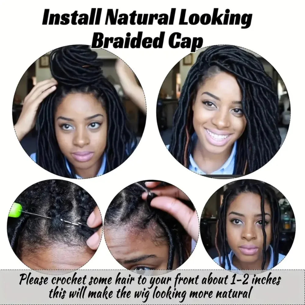 2Pcs Crochet Cornrow Wig Cap forWomen Braided Cap for Weaving Making Wigs with Clips Inside Stretchy Braid Cap