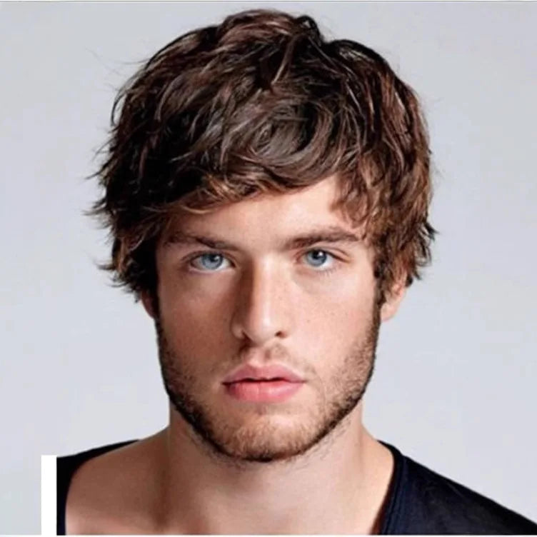 European and American synthetic wigs for middle-aged and elderly men fiber wigs, short hair wigs, heat-resistant, for daily wear