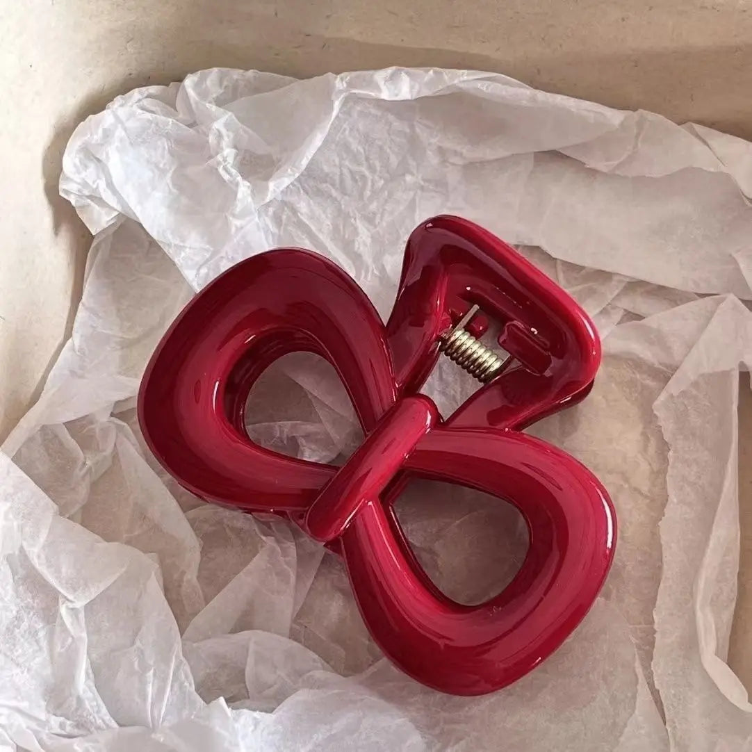 1/2pcs Vintage Elegant Polka Dot Red Bow Hair Clip Shark Claw Clamp Hairpin Barrette Korean Hair Headwear Accessories for Women