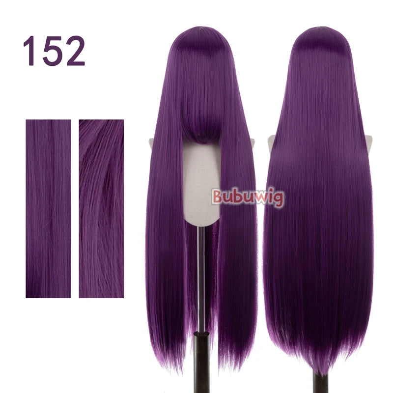 Bubuwig Synthetic Hair 100cm Long Straight Pure Color Cosplay Wigs Over 100 Colors Pink Orange Blonde Green Wig Heat Resistant