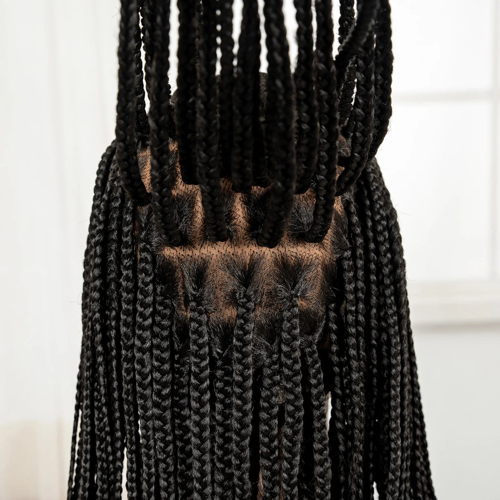 Cornrow Braided Wigs 36in Synthetic Full Lace Braiding Hair Wigs Knotless Lace Frontal Braids Wig with Baby Hair for Black Women